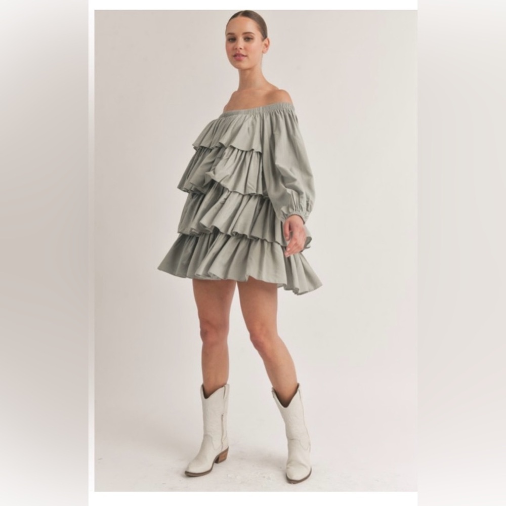 Klesis Gray Ruffled Skirt - Picture 3 of 4